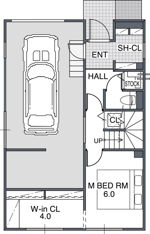 【公開終了】米里のガレージハウス の1F間取り図