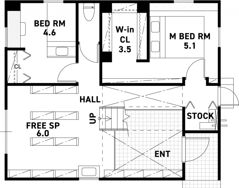 【公開終了】北郷モデルハウス『BACK YARD』の1F間取り図