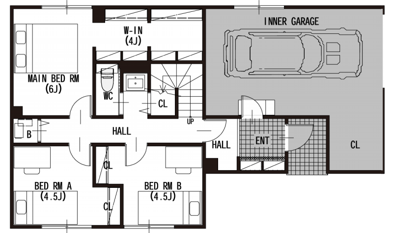 【公開終了】北区拓北のバルコニー付ガレージハウスの1F間取り図