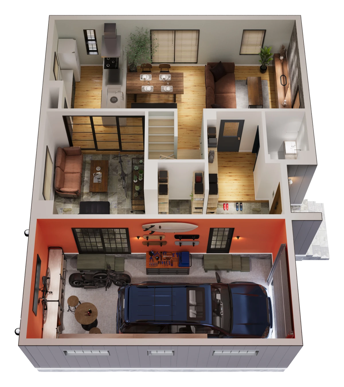 ガレージ・土間のある家