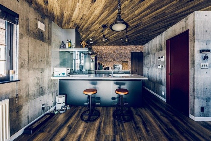 ブルックリンテイストのBARのようなキッチン